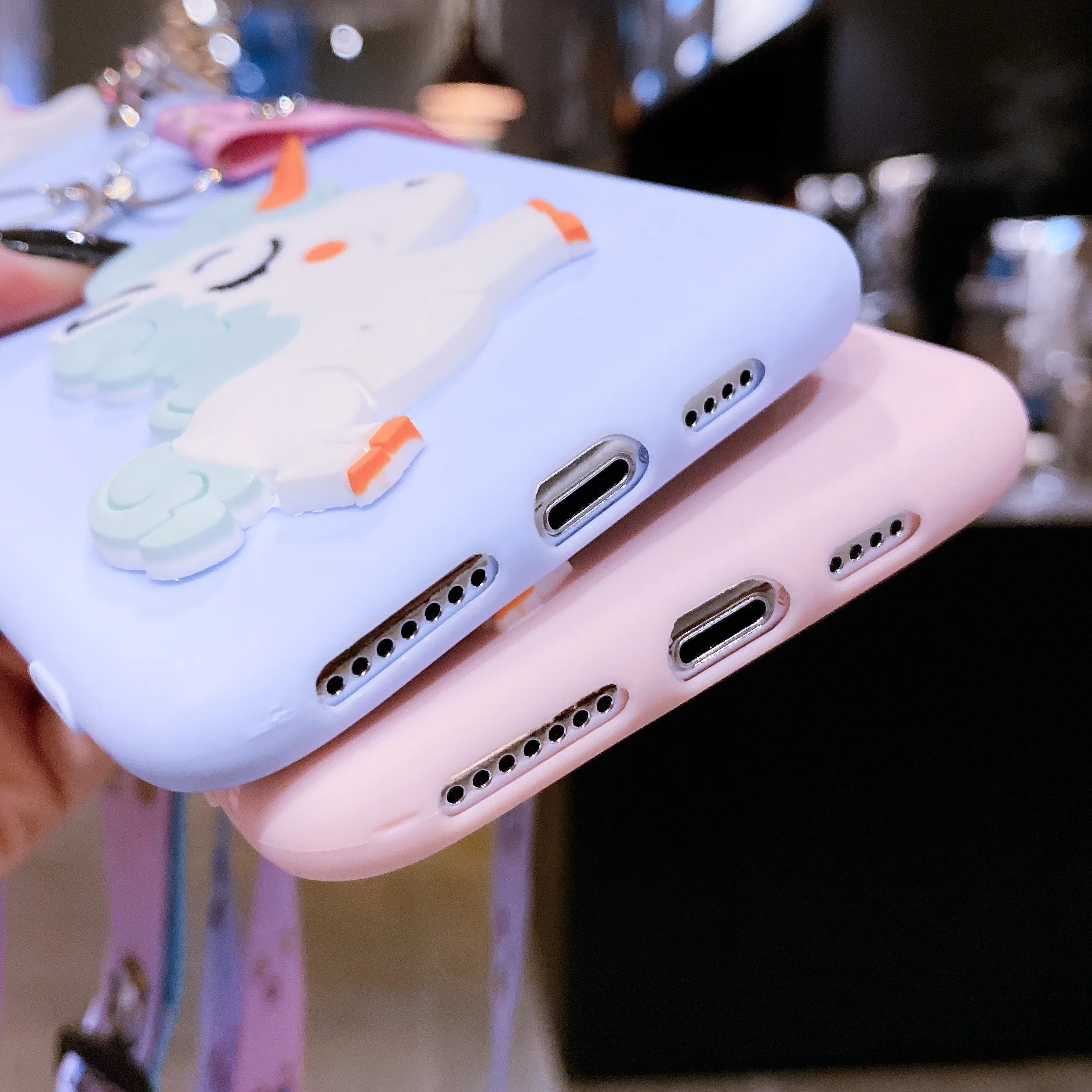 Ремешок силиконовый чехол для iphone 14 13 12 11 pro Max Mini XR X XS MAX 6 6s 7 8 Plus SE 2020 3D Единорог