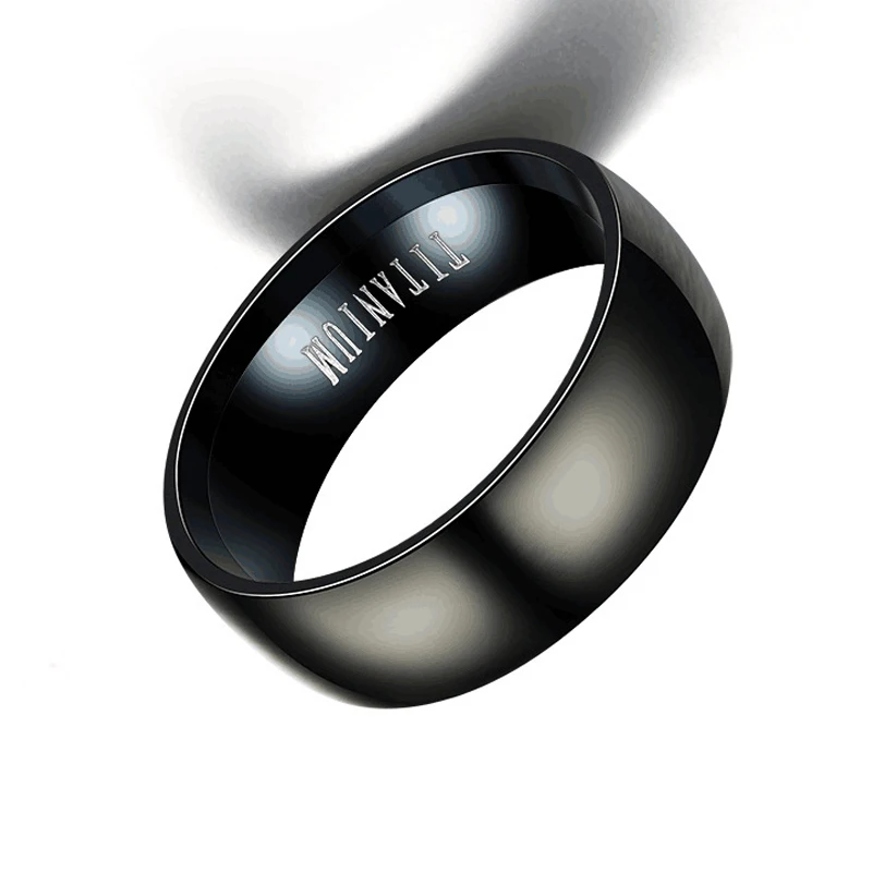 Модное мужское черное титановое кольцо матовое покрытие классические