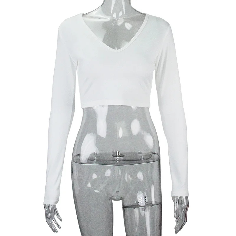 Summer Fashion Trend Solid Color Bottoming Shirt Sexy Ultra Short Low-cut Low-cut Navel Tight-fitting Long-sleeved T-shirt
Summer Fashion Trend Solid Color Bottoming Shirt Sexy Ultra Short Low-cut Low-cut Navel Tight-fitting Long-sleeved T-shirt