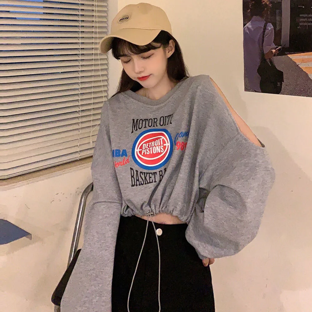 Korean Version Japanese Hoodie Spring Summer Fashion Loose Casual Simple Designer Printing Strapless Draw Back Round Neck 2021
Korean Version Japanese Hoodie Spring Summer Fashion Loose Casual Simple Designer Printing Strapless Draw Back Round Neck 2021