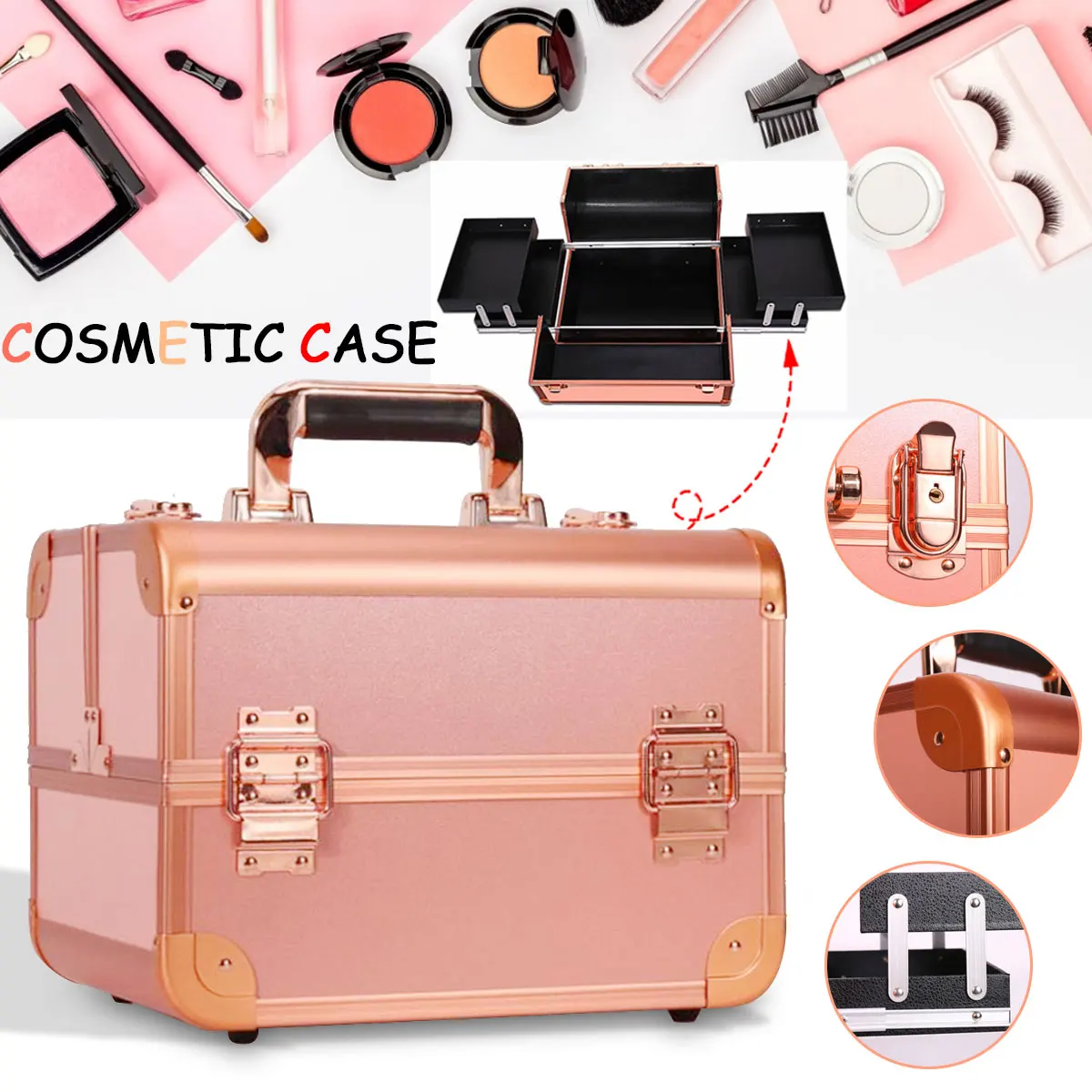 Women Professional Aluminum Makeup Case Portable Travel Jewelry Train Case Cosmetic Organizer Case Box With Lock Beauty Case
Women Professional Aluminum Makeup Case Portable Travel Jewelry Train Case Cosmetic Organizer Case Box With Lock Beauty Case