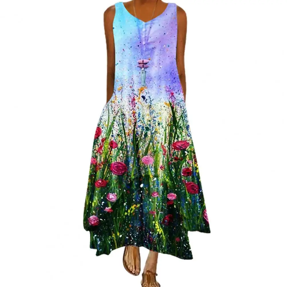 Sleeveless Sundress Universal Exquisite Women Flower Print Long dress women summer 2021 for daily Casual Women's Clothing
Sleeveless Sundress Universal Exquisite Women Flower Print Long dress women summer 2021 for daily Casual Women's Clothing