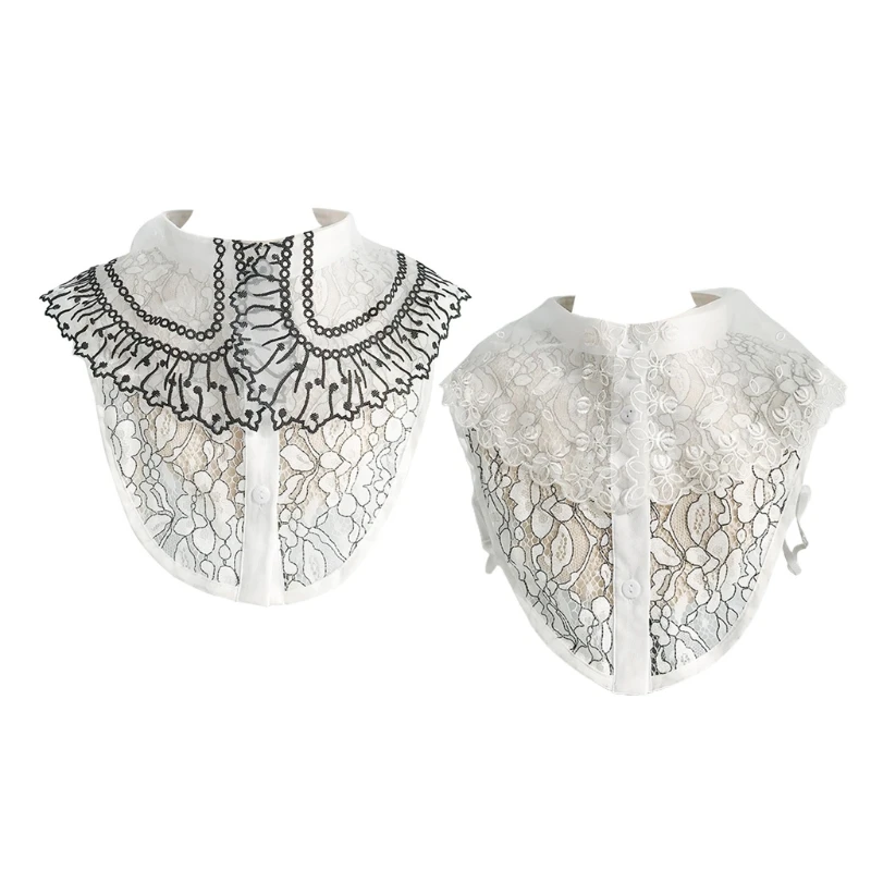 Women Elegant Decorative Lapel Half Shirt Blouse Hollow Out Jacquard Floral Lace Breathable Button Down Detachable False M7DD
Women Elegant Decorative Lapel Half Shirt Blouse Hollow Out Jacquard Floral Lace Breathable Button Down Detachable False M7DD