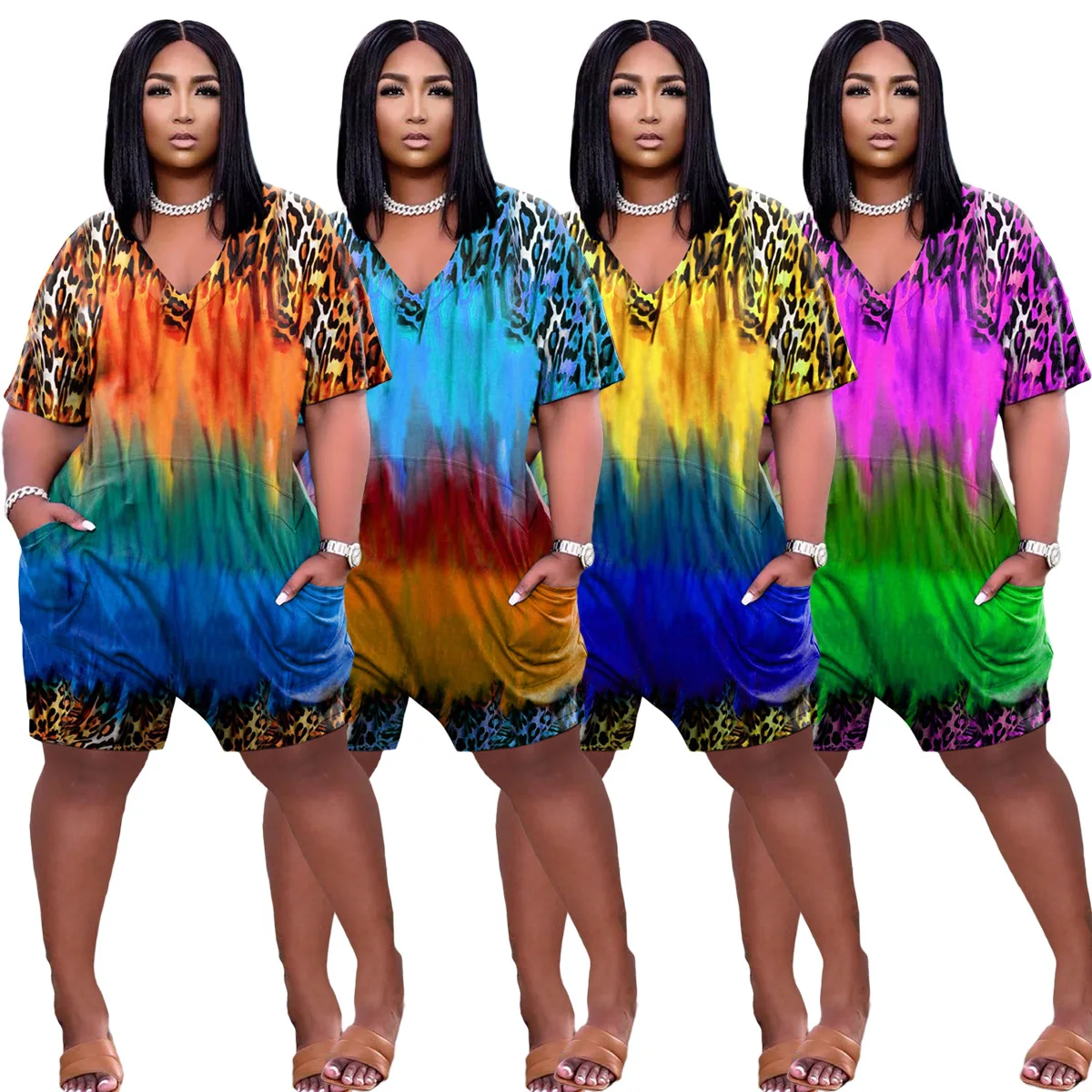 Adogirl Tie-Dye Print Playsuit Woman V Neck Short Sleeve Loose Casual Short Jumpsuit Summer Plus Size S-3XL One Piece Overalls
Adogirl Tie-Dye Print Playsuit Woman V Neck Short Sleeve Loose Casual Short Jumpsuit Summer Plus Size S-3XL One Piece Overalls
