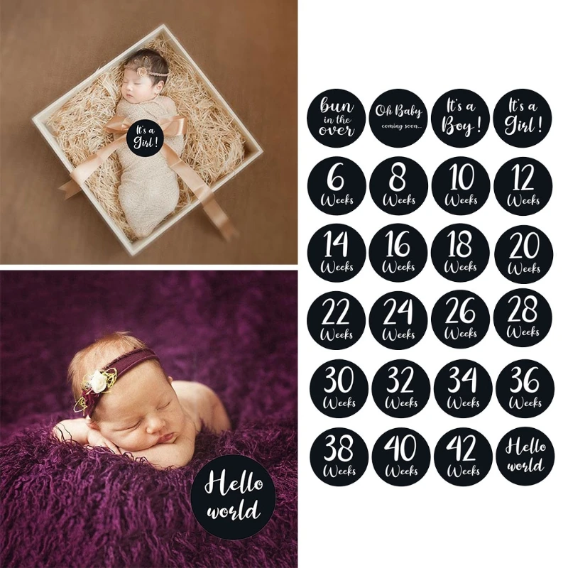 

24 шт./компл. новорожденные младенцы ежемесячные наклейки вечные воспоминания фото реквизит для малышей беременных женщин ежемесячная фото...