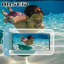 ANSEIP Transparent mobile phone waterproof bag IPX8 Swimming Underwater shooting Universal phone Waterproof bag Protector case