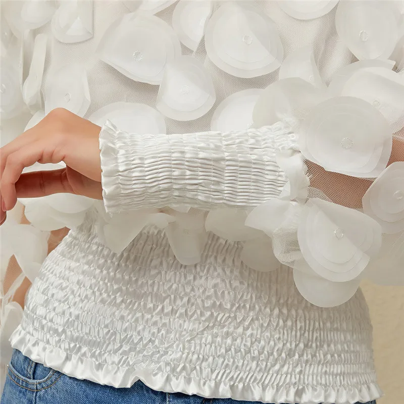 Sexy Off Shoulder Womens Tops And Blouses 2021 Mesh Sheer Puff Sleeve Tops Summer 3D Flower Vintage White Women Shirt Blouse
Sexy Off Shoulder Womens Tops And Blouses 2021 Mesh Sheer Puff Sleeve Tops Summer 3D Flower Vintage White Women Shirt Blouse