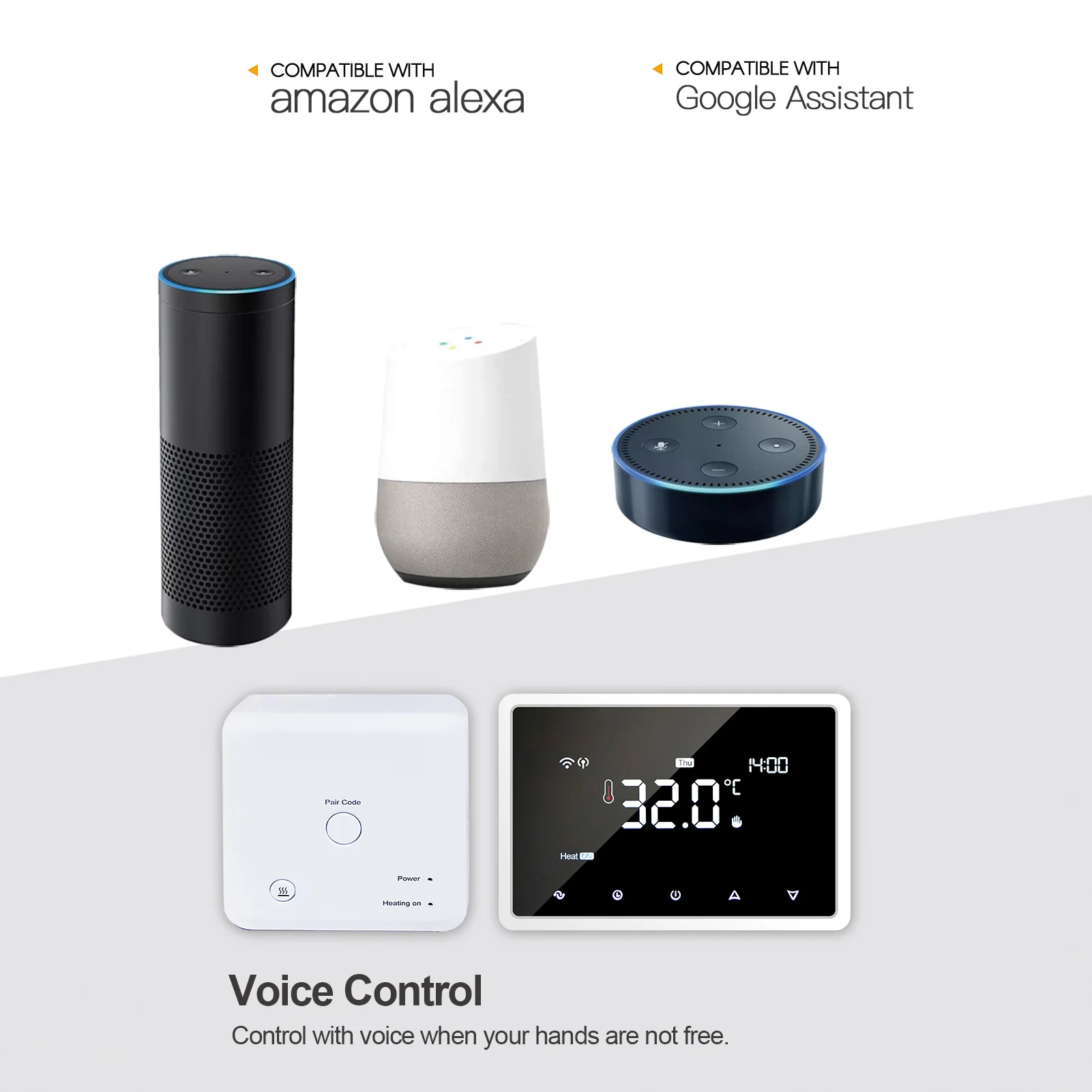 WiFi Smart Thermostat with RF Receiver APP Voice Control work with Alexa Google Home Gas Boiler Heating Temperature Controller
WiFi Smart Thermostat with RF Receiver APP Voice Control work with Alexa Google Home Gas Boiler Heating Temperature Controller
