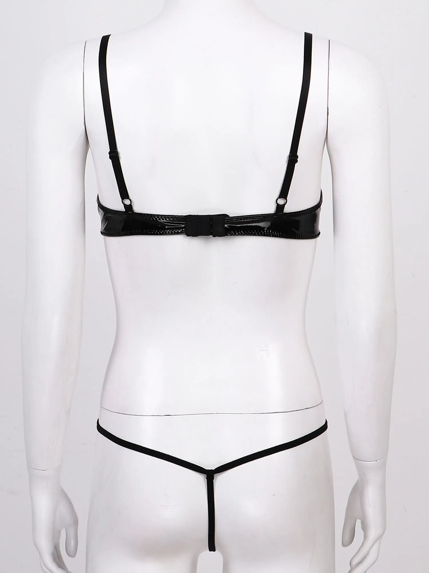 Womens Erotic Sexy Lingerie Set Patent Leather Lace Trimmed Underwired Bra Tops with Bowknot Decor G-string Thong Briefs Panties
Womens Erotic Sexy Lingerie Set Patent Leather Lace Trimmed Underwired Bra Tops with Bowknot Decor G-string Thong Briefs Panties
