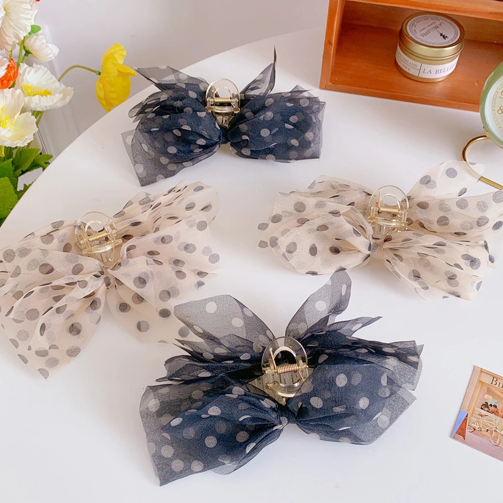 New Bow Mesh Hair Claws Crab Hair Clips Girls Dots Solid Color Yarn Ribbon Bow Dots Ponytail Holder Hair Accessories
New Bow Mesh Hair Claws Crab Hair Clips Girls Dots Solid Color Yarn Ribbon Bow Dots Ponytail Holder Hair Accessories