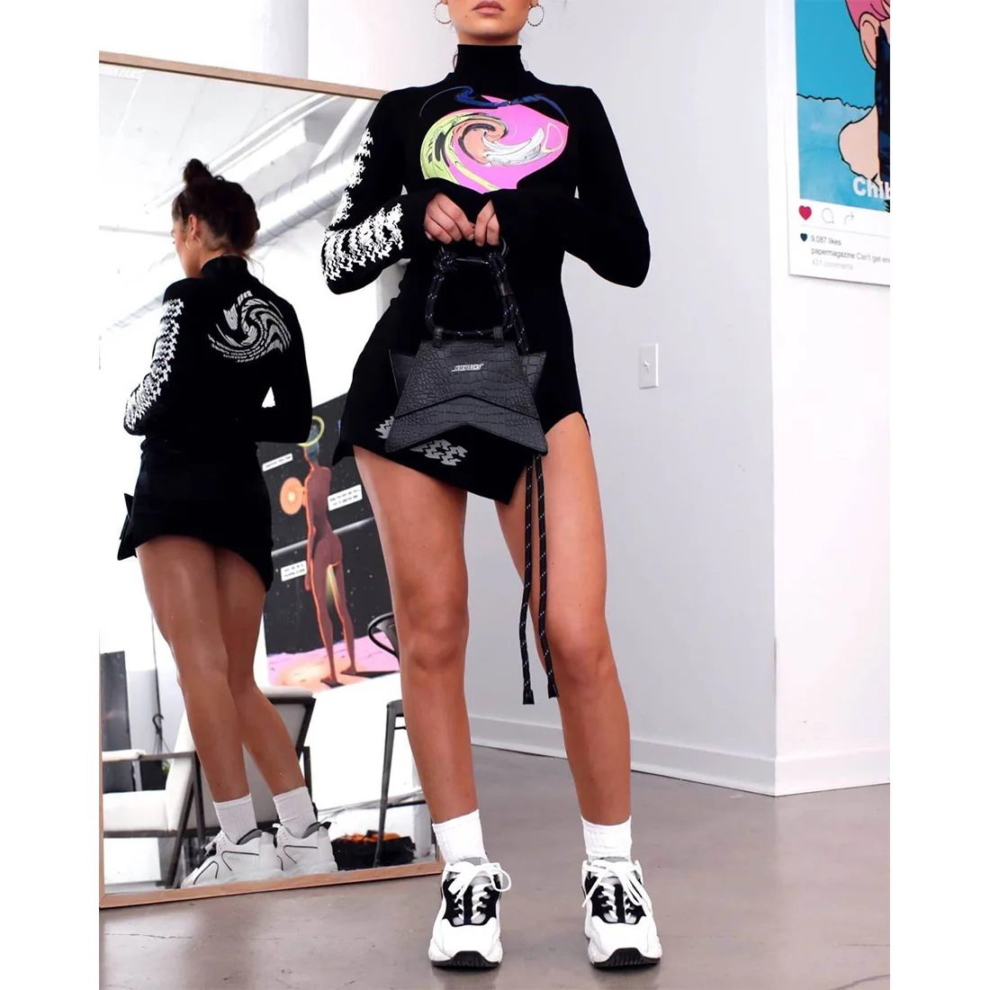 2022 New Sexy Split Micro Mini Dress Black Sexy Club Wear Trendy Print Runway High Neck Long Sleeve Bodycon Dresses
2022 New Sexy Split Micro Mini Dress Black Sexy Club Wear Trendy Print Runway High Neck Long Sleeve Bodycon Dresses