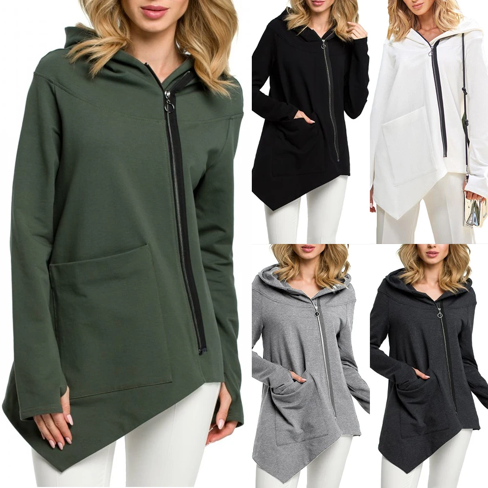 Женская одноцветная уличная Толстовка с длинным рукавом, с капюшоном, на диагональной молнии, необычное пальто
Женская одноцветная уличная Толстовка с длинным рукавом, с капюшоном, на диагональной молнии, необычное пальто