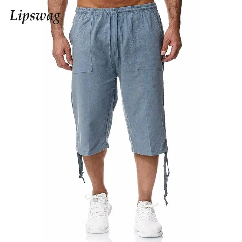 Casual Simple Loose Solid Color Calf Pants Mens Spring Summer Fashion Drawstring Design Shorts Men Vintage Mid Waist Streetwear
Casual Simple Loose Solid Color Calf Pants Mens Spring Summer Fashion Drawstring Design Shorts Men Vintage Mid Waist Streetwear