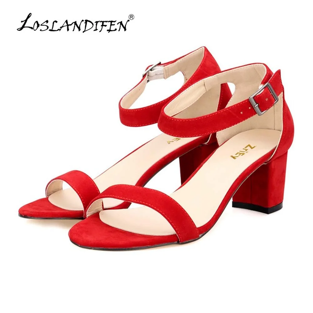 LOSLANDIFEN Ankle Strap Suede 5cm High Heels Woman Open Toe Sandals Sexy Low-heeled Shoes Ladies Cause Party Pumps 691-1VE
LOSLANDIFEN Ankle Strap Suede 5cm High Heels Woman Open Toe Sandals Sexy Low-heeled Shoes Ladies Cause Party Pumps 691-1VE