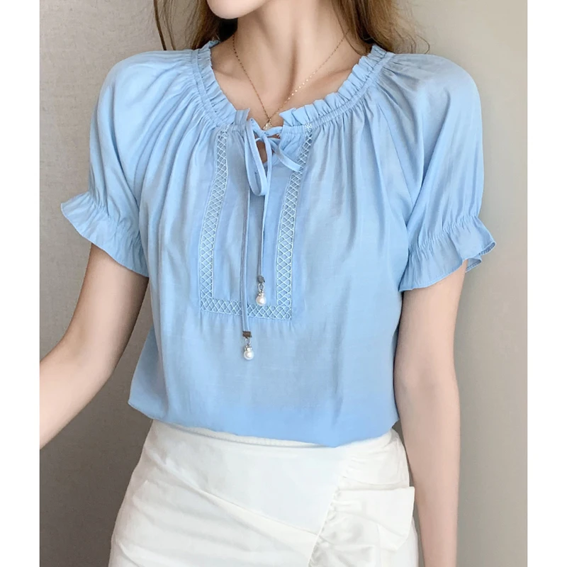 2021 Summer White Shirt Women Short Sleeve New Office Lady Blouses Hollow Out Female Chiffon Shirts Solid Tops Chic #H74
2021 Summer White Shirt Women Short Sleeve New Office Lady Blouses Hollow Out Female Chiffon Shirts Solid Tops Chic #H74