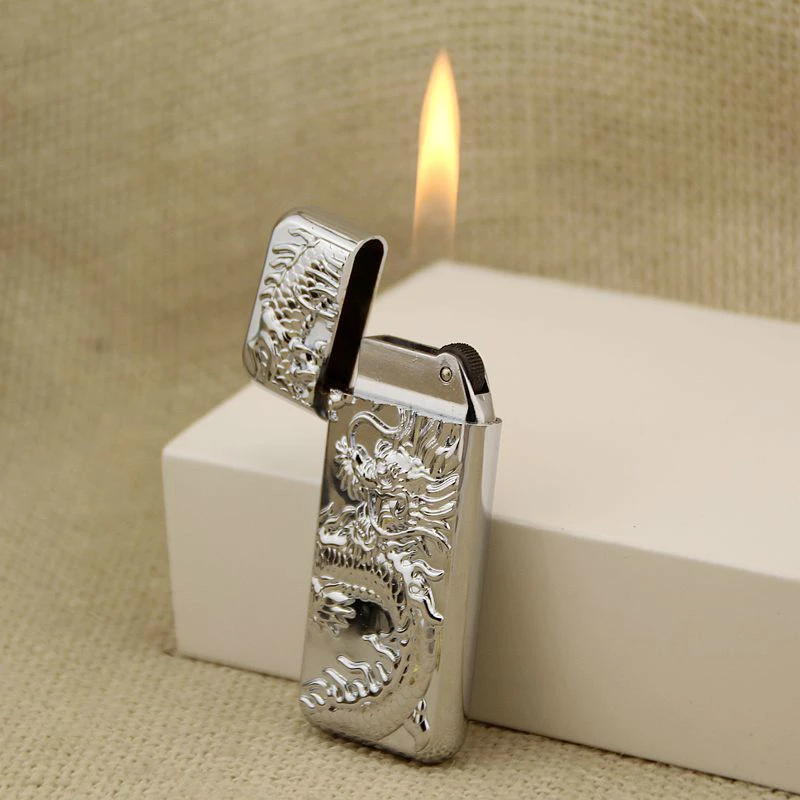 Dragon Shape Cool Metal Grinding Wheel Lighter Classic Fashion Men's Ultra-thin Lighters Portable Fire Starter Smoking Gadget
Dragon Shape Cool Metal Grinding Wheel Lighter Classic Fashion Men's Ultra-thin Lighters Portable Fire Starter Smoking Gadget