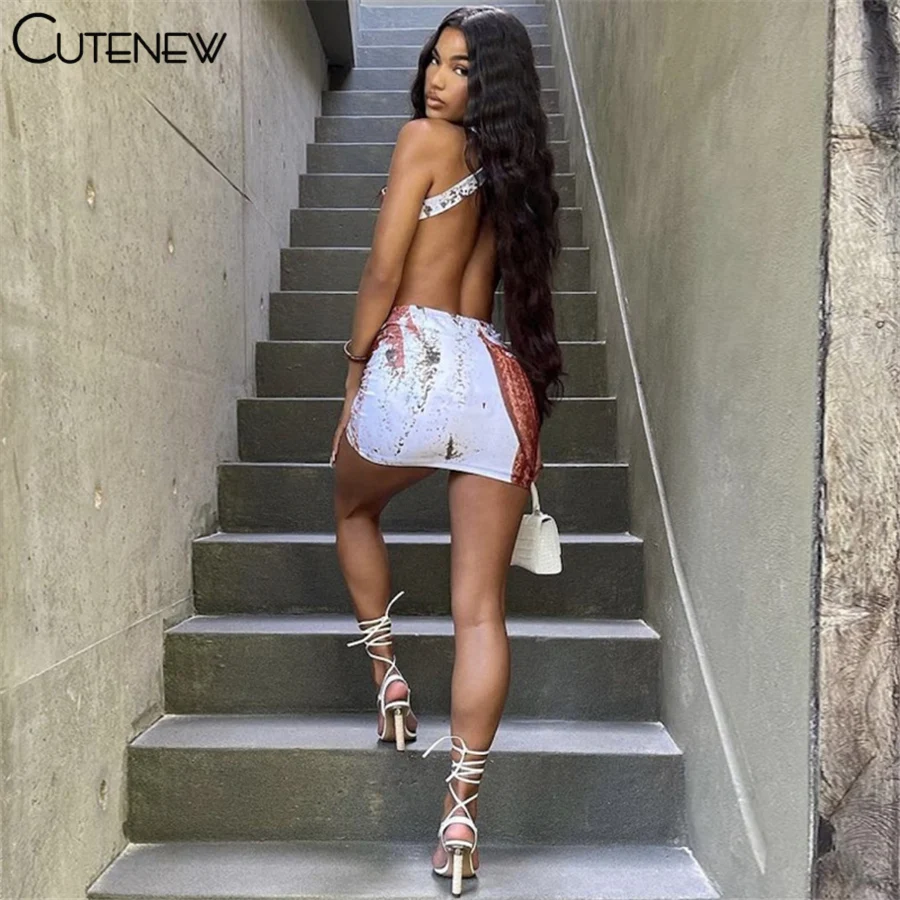 Cutenew Y2K Fashion Print Two Piece Set Women Outfits Sexy Backless Crop Tops+Skinny Mini Skirt Suit Summer Casual Lady Clubwear
Cutenew Y2K Fashion Print Two Piece Set Women Outfits Sexy Backless Crop Tops+Skinny Mini Skirt Suit Summer Casual Lady Clubwear