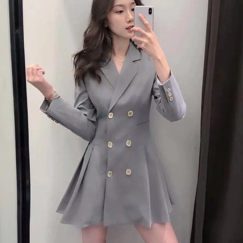 Office Ladies Pleated Suit Blazer Elegant Double-breasted Women Blazers Jackets Long Sleeve Spring Female Suit
Office Ladies Pleated Suit Blazer Elegant Double-breasted Women Blazers Jackets Long Sleeve Spring Female Suit