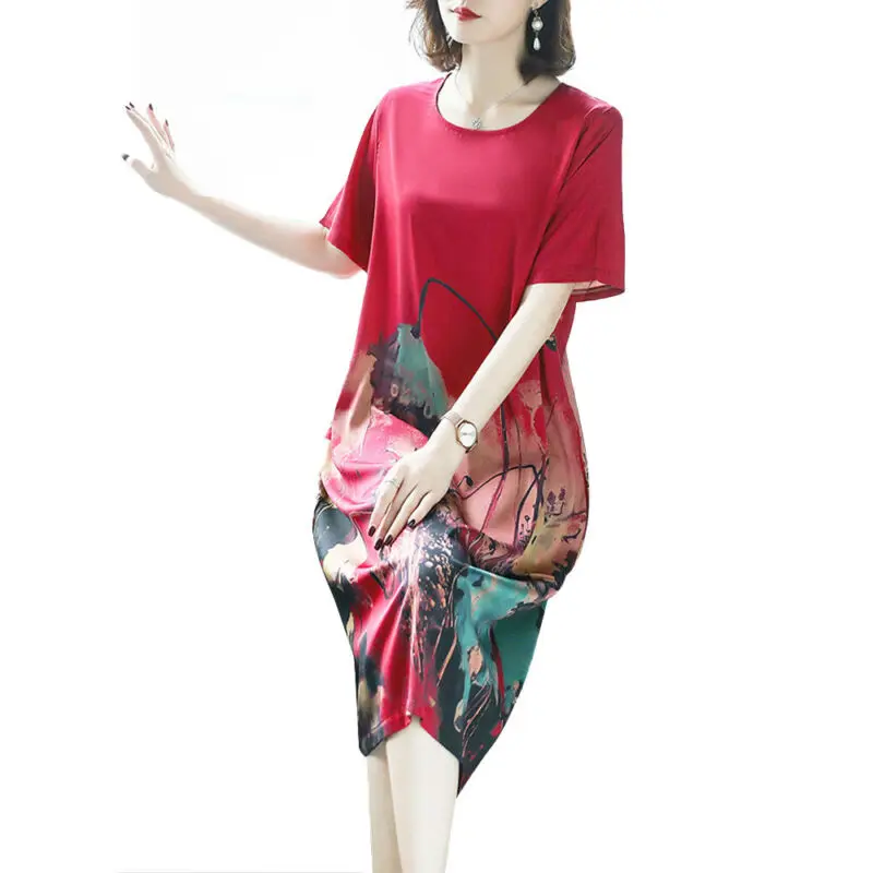 Womens Ladies Floral Printed Crew Neck Knee Length Short Sleeve Summer Dresses
Womens Ladies Floral Printed Crew Neck Knee Length Short Sleeve Summer Dresses