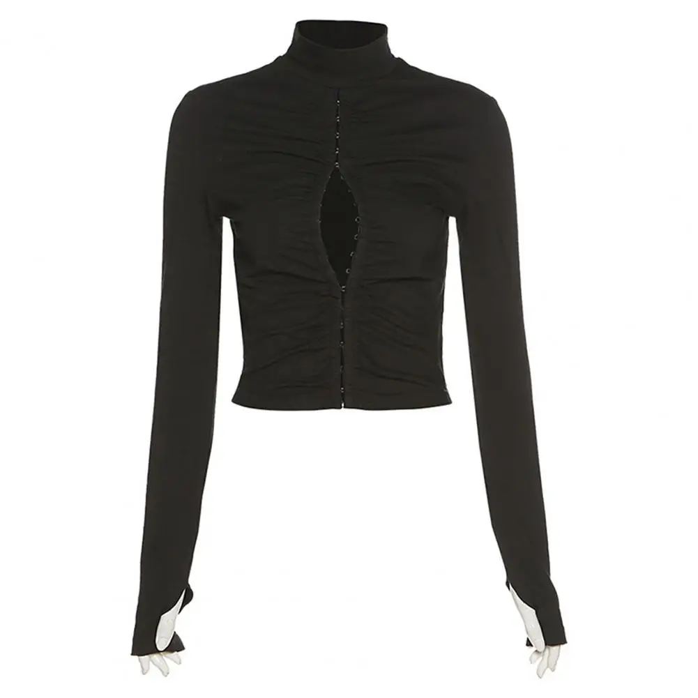 t-shirt femme Women Turtle Neck Long Sleeve Solid Color Buckles Crop Top Slim T-shirt Summer Casual Tops Fashion T-shirt 2021
t-shirt femme Women Turtle Neck Long Sleeve Solid Color Buckles Crop Top Slim T-shirt Summer Casual Tops Fashion T-shirt 2021