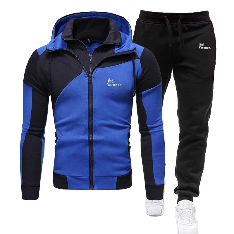 Fashionable Men's Sportswear Suit Men's Double Zipper Blue Hoodie And Black Trousers Two-Piece Outdoor Men's Jogger Suit Sets
Fashionable Men's Sportswear Suit Men's Double Zipper Blue Hoodie And Black Trousers Two-Piece Outdoor Men's Jogger Suit Sets