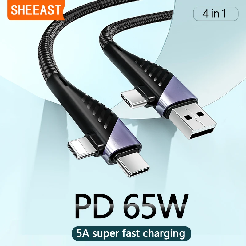 Кабель для зарядки и передачи данных 4 в 1 PD65W, 5 А, USB C на Type C, для iPhone PD18W, MacBook Pro, Huawei, Xiaomi, Samsung, телефонов, ноутбуков
Кабель для зарядки и передачи данных 4 в 1 PD65W, 5 А, USB C на Type C, для iPhone PD18W, MacBook Pro, Huawei, Xiaomi, Samsung, телефонов, ноутбуков