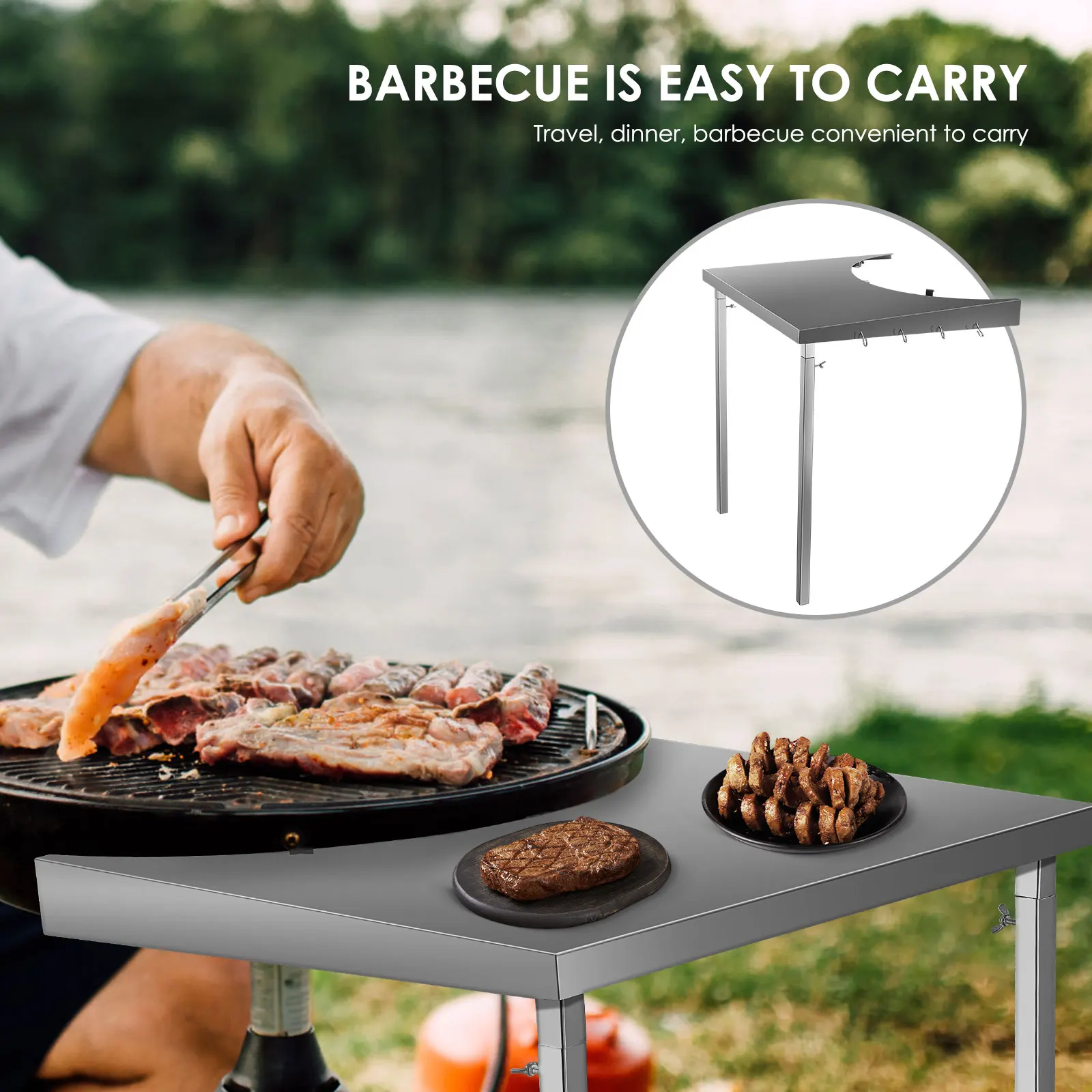 Foldable Grill Work Table Fits Charcoal Kettle Grills And All Original Charcoal Kettle Grills With A Diameter Of 18"
Foldable Grill Work Table Fits Charcoal Kettle Grills And All Original Charcoal Kettle Grills With A Diameter Of 18"