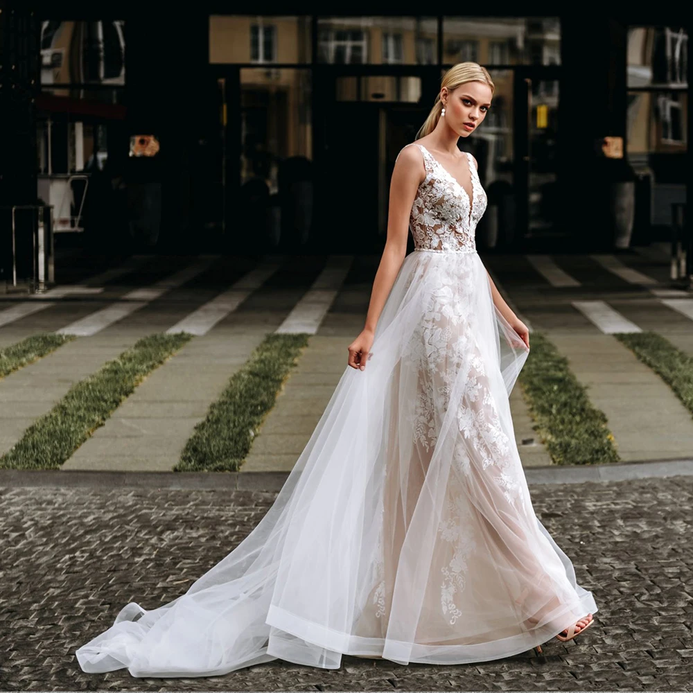Vintage Champagne Tulle Lace Boho Wedding Dress For Woman Backless With Beading Bridal Gown V Neck Plus Size Vestido De Novia
Vintage Champagne Tulle Lace Boho Wedding Dress For Woman Backless With Beading Bridal Gown V Neck Plus Size Vestido De Novia