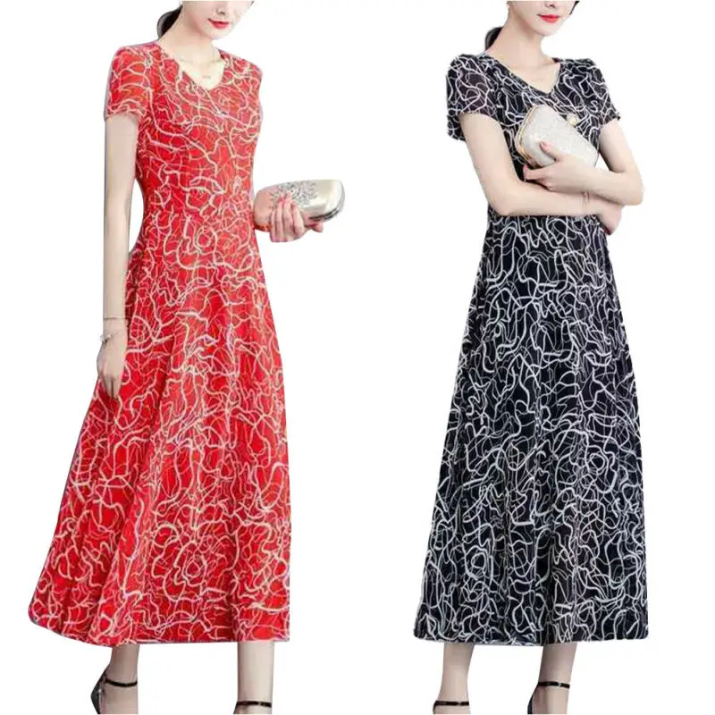 Trevor Women Summer V-Neck Floral Print Dress Short Sleeve Slim Casual Party Long Dress 
Trevor Women Summer V-Neck Floral Print Dress Short Sleeve Slim Casual Party Long Dress