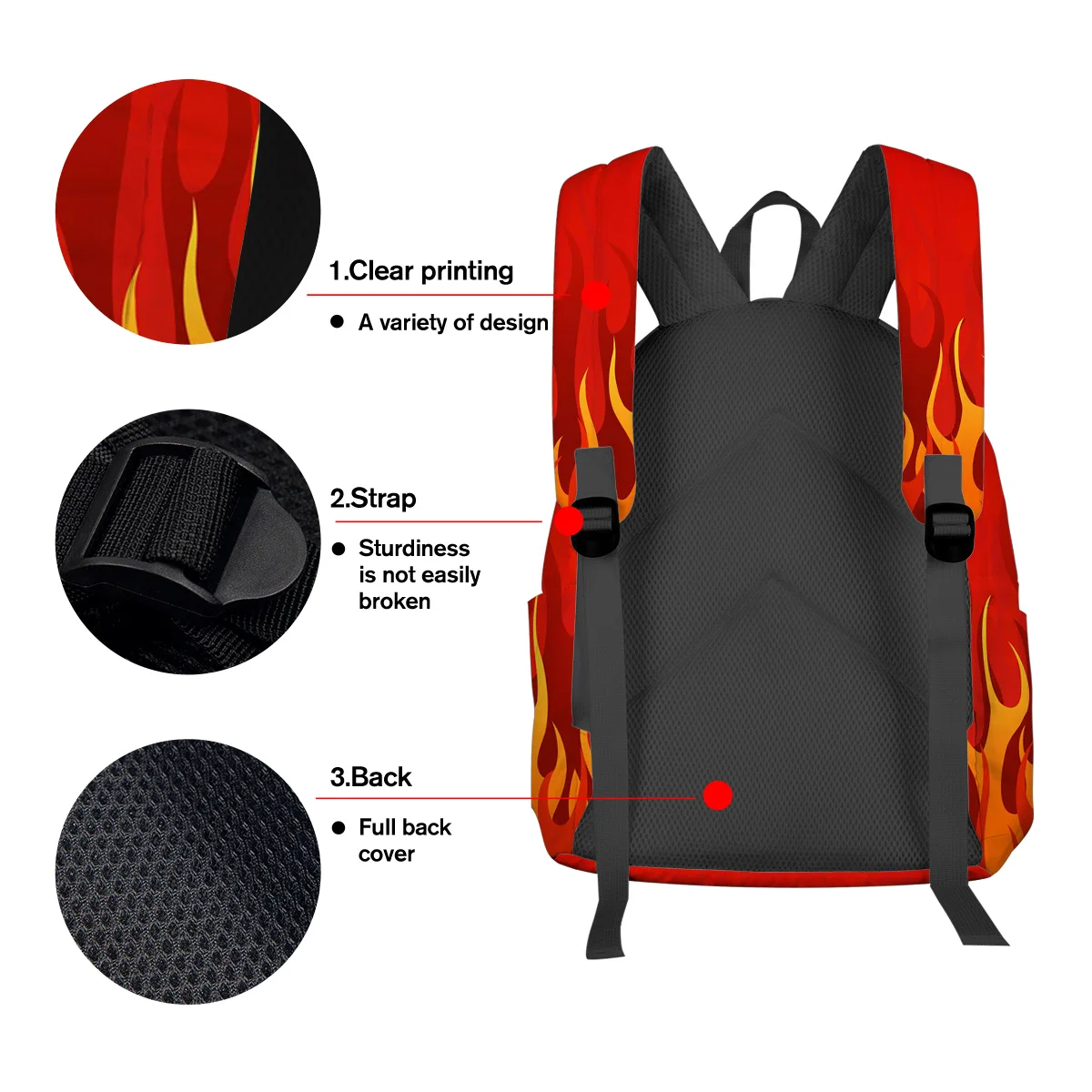 Red Flame New Fashion Backpack Casual Travel Simple Men and Women | Багаж и сумки