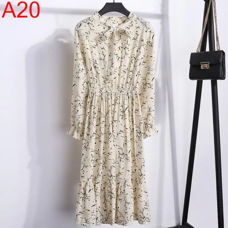 Women Casual Autumn Dress Y2K Korean Style Vintage Floral Printed Chiffon Shirt Dress Long Sleeve Bow Midi Summer Dress Vestido 
Women Casual Autumn Dress Y2K Korean Style Vintage Floral Printed Chiffon Shirt Dress Long Sleeve Bow Midi Summer Dress Vestido