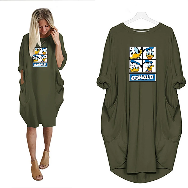 Dresses Midi Dress Casual Cartoon Print Women Vintage Vestidos Long Sleeve Donald Duck Loose Pockets Party Robes Femme
Dresses Midi Dress Casual Cartoon Print Women Vintage Vestidos Long Sleeve Donald Duck Loose Pockets Party Robes Femme