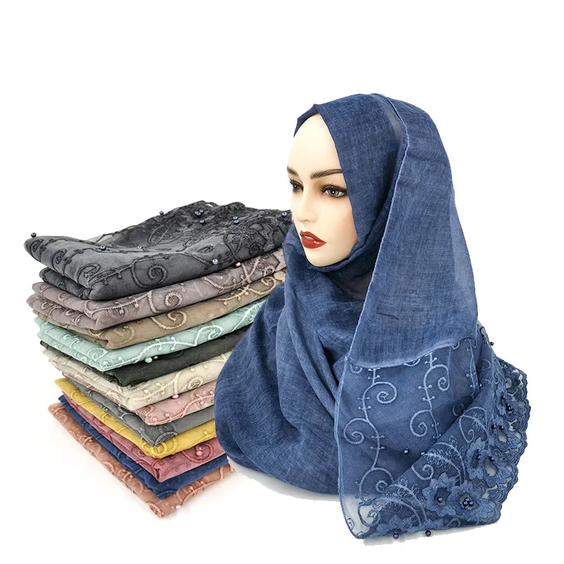 Beautiful Muslim Women's Hijab Scarves One End Lace Floral Designed Headwrap Embroidery Malaysia Headscarf Viscose Cotton Shawl
Beautiful Muslim Women's Hijab Scarves One End Lace Floral Designed Headwrap Embroidery Malaysia Headscarf Viscose Cotton Shawl