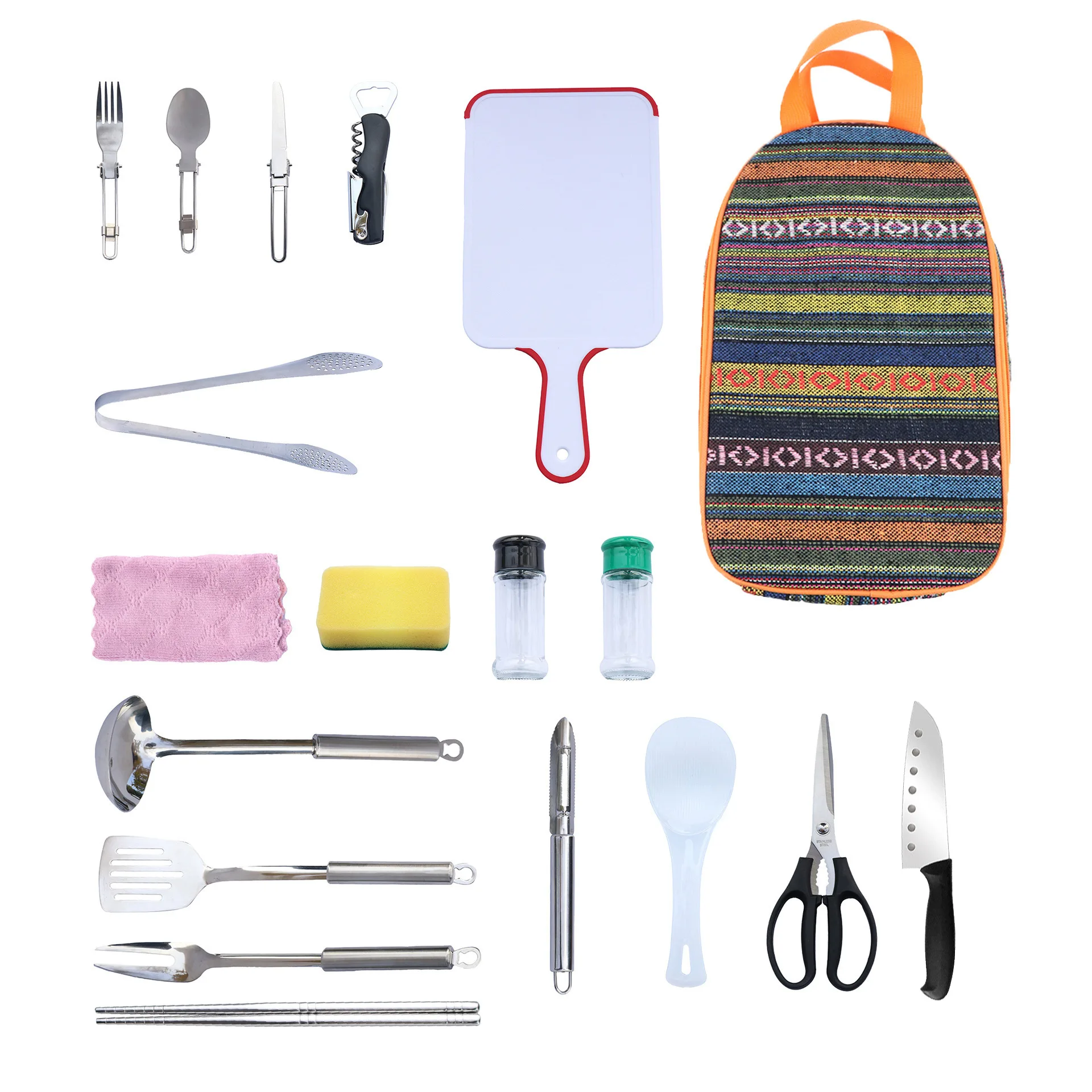 18PCS 2-3 People Outdoor Camping Tableware Cookware Knife Fork Spoon Cutting Opener Backpack Travel Portable Picnic Tool Set
18PCS 2-3 People Outdoor Camping Tableware Cookware Knife Fork Spoon Cutting Opener Backpack Travel Portable Picnic Tool Set