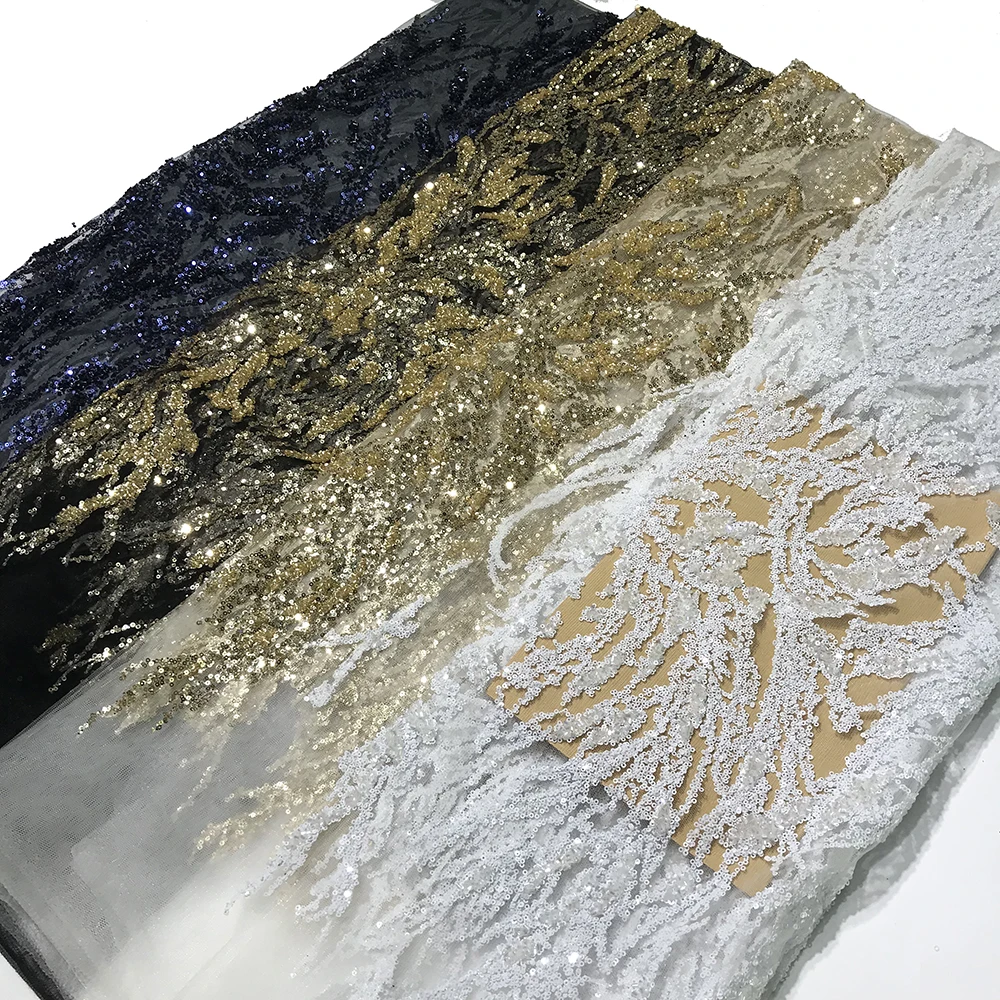 Champagne/Gray/White/Black African Mesh Textile Heavy Beaded Lace Tulle Fabric for Gorgeous Sequins Shiny Wedding Dress Material
Champagne/Gray/White/Black African Mesh Textile Heavy Beaded Lace Tulle Fabric for Gorgeous Sequins Shiny Wedding Dress Material