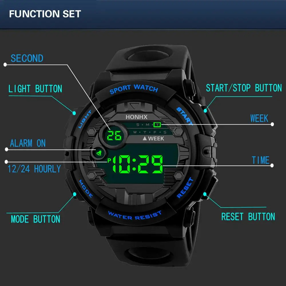 HONHX Mens 2019 новые роскошные цифровые часы светодиодный цифровой будильник с датой