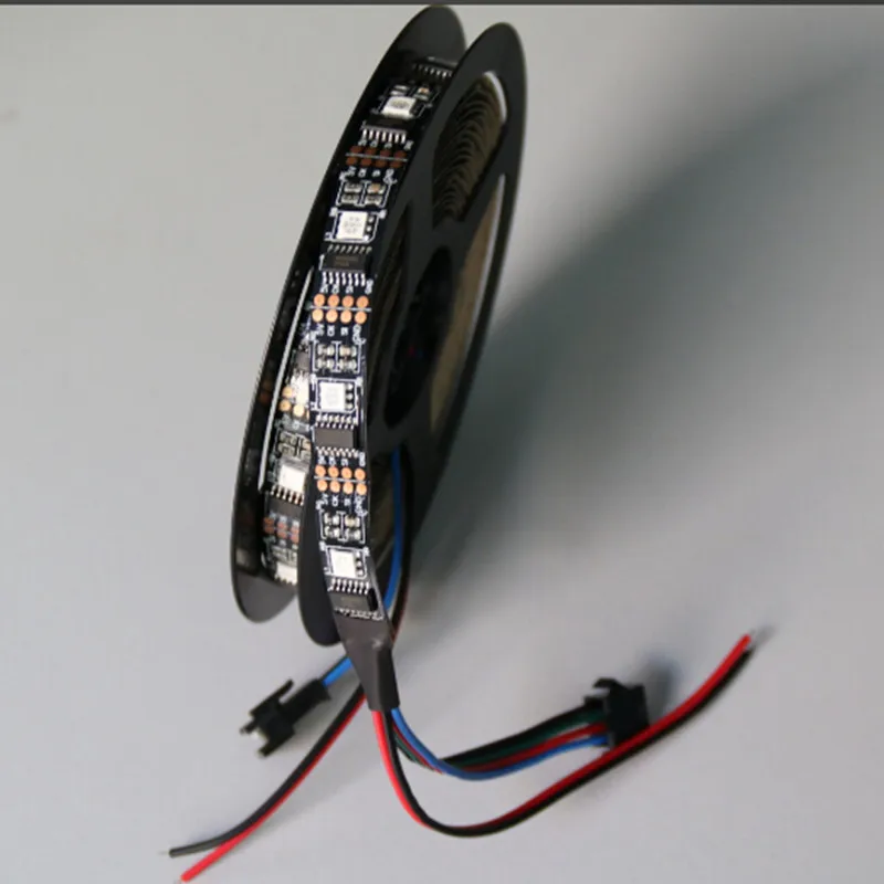 Пиксельная смарт светодиодная лента WS2801 IC 1 м/5 м 5 в постоянного тока черная/белая