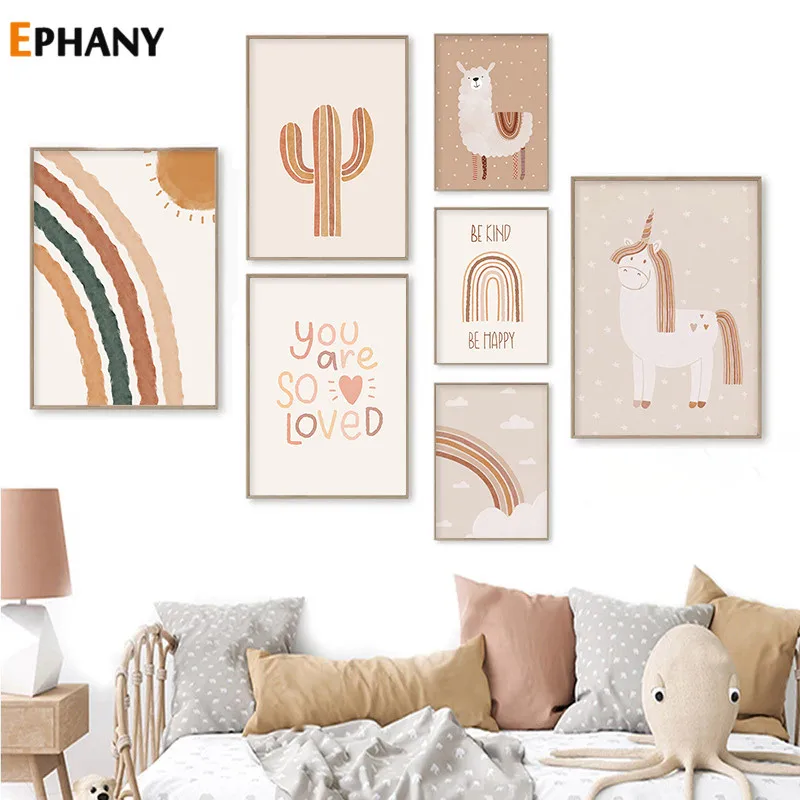Boho Pictures Abstract Cactus Alpaca Canvas Print Rainbow Sun Painting Poster Nursery Wall Art for Baby Kid Room Decoration
Boho Pictures Abstract Cactus Alpaca Canvas Print Rainbow Sun Painting Poster Nursery Wall Art for Baby Kid Room Decoration