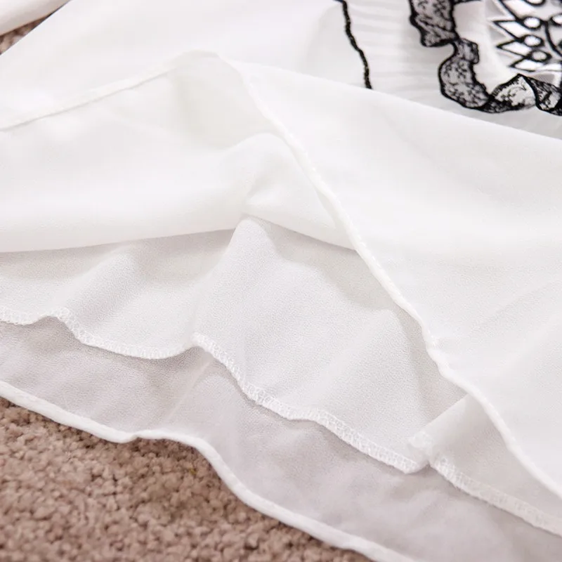 Women Exquisite Embroidery Chiffon Shirt Top Spring Summer Lantern Sleeve Chic Chiffon Blouse
Women Exquisite Embroidery Chiffon Shirt Top Spring Summer Lantern Sleeve Chic Chiffon Blouse