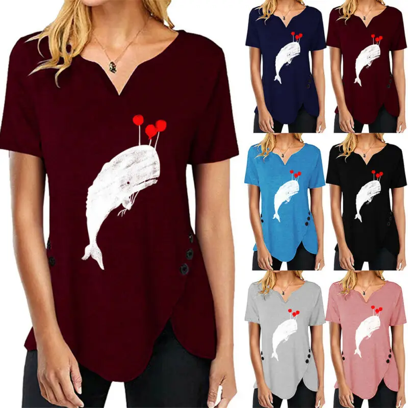 Women Short Sleeve V-Neck Printed Blouse Casual Loose Tops T-Shirt Basic Tee UK 
Women Short Sleeve V-Neck Printed Blouse Casual Loose Tops T-Shirt Basic Tee UK