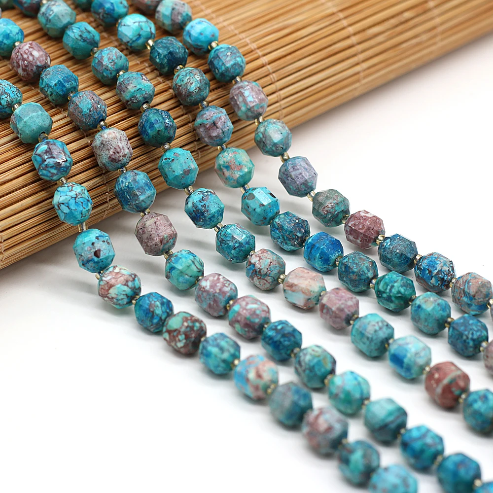 

Natural GemStone Imperial Turquoise Faceted Beaded 8MM For Jewelry Making DIY Necklace Bracelet Accessories Charm Gift Party38CM