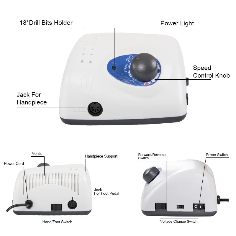 35000 RPM STRONG 210 65W micro motor electric manicure drill and accessories motor universal nail drill polishing tool
35000 RPM STRONG 210 65W micro motor electric manicure drill and accessories motor universal nail drill polishing tool