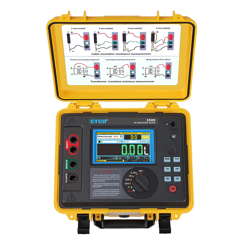 ETCR Intelligent High Voltage Insulation Resistance Tester Range 2T Ohm 5Kv 5mA ETCR3500
ETCR Intelligent High Voltage Insulation Resistance Tester Range 2T Ohm 5Kv 5mA ETCR3500