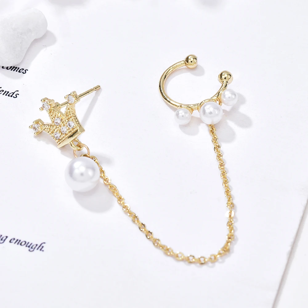 Red Ear Jewelry Single Korean Version of The New Crown Pearl Chain Earrings Female Integrated Ear Bone Clip Earrings Net Sale
Red Ear Jewelry Single Korean Version of The New Crown Pearl Chain Earrings Female Integrated Ear Bone Clip Earrings Net Sale