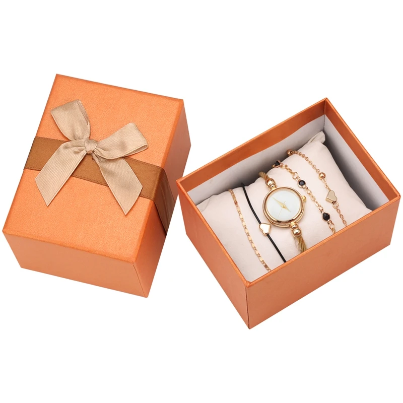 Женские браслеты и часы в стиле панк повседневный набор золотистых многослойных