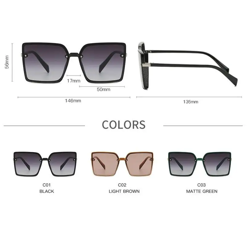 LongKeeper Vintage Brand Designer Square Oversized Sunglasses Women 2021 Gradient Rivet Sun Glasses Lentes De Sol Mujer UV400
LongKeeper Vintage Brand Designer Square Oversized Sunglasses Women 2021 Gradient Rivet Sun Glasses Lentes De Sol Mujer UV400