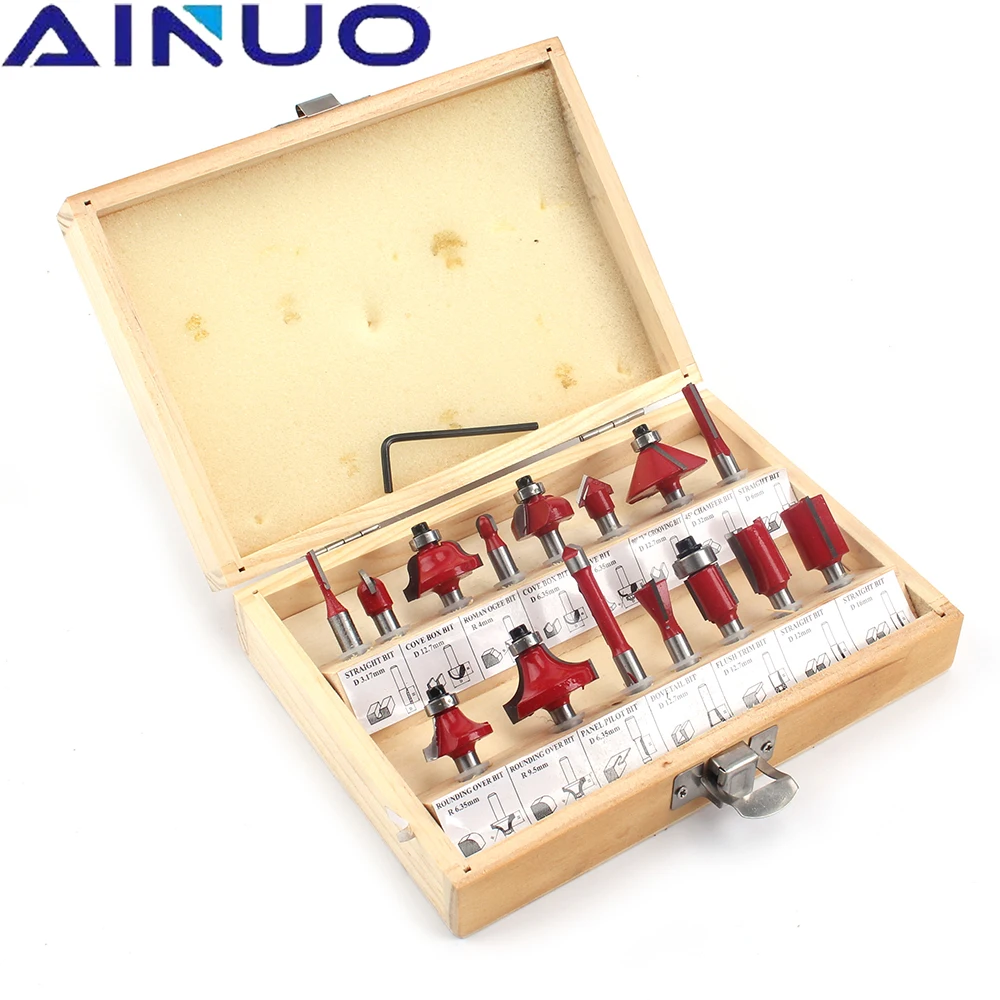 15Pcs Router Bit Set Trimming Straight Milling Cutter Wood Bits Tungsten Carbide Cutting Woodworking Tool 6.35mm Shank
15Pcs Router Bit Set Trimming Straight Milling Cutter Wood Bits Tungsten Carbide Cutting Woodworking Tool 6.35mm Shank