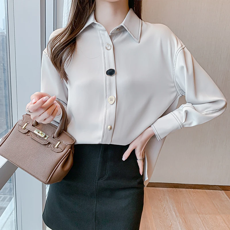 Korean Women Shirts Chiffon Blouses Tops Female Long Sleeve Shirts for Women White Polo Neck Blouse Plus Size Woman OL Blouse
Korean Women Shirts Chiffon Blouses Tops Female Long Sleeve Shirts for Women White Polo Neck Blouse Plus Size Woman OL Blouse