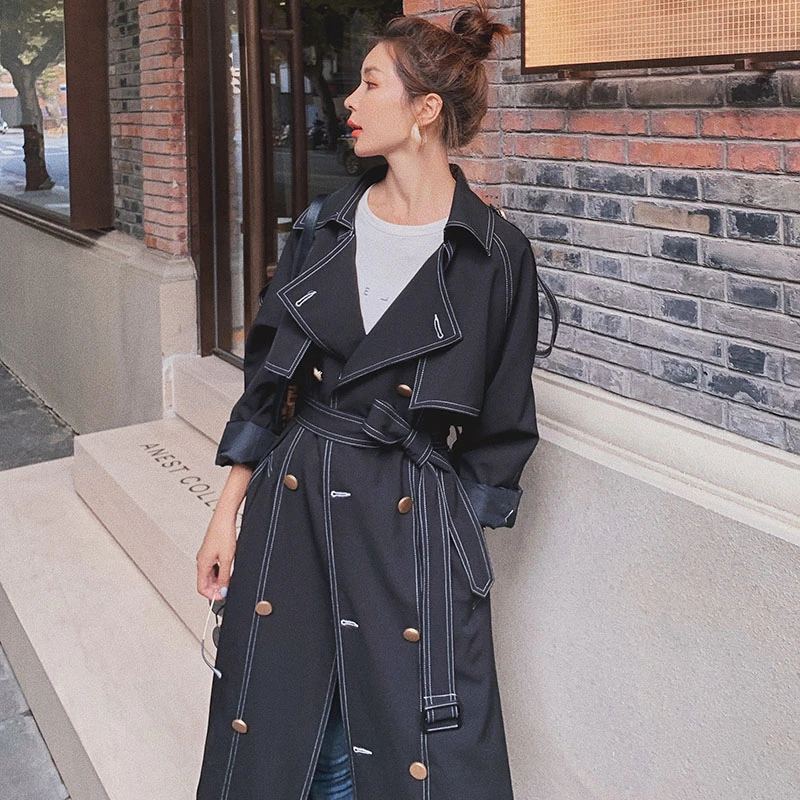 Unua amo 2020 Trench Coat Women Temperament Slim Belt Double-breasted Women's Windbreaker Retro Fashion Autumn Black Long Coat
Unua amo 2020 Trench Coat Women Temperament Slim Belt Double-breasted Women's Windbreaker Retro Fashion Autumn Black Long Coat