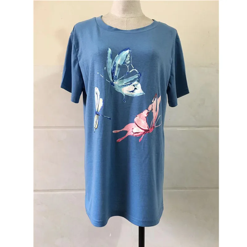 Women Cotton T-shirt Cartoons Butterfly Printed Casual Tshirt Ladies Summer Short Sleeve O-Neck Loose Tops Tee Plus Size 3XL Top
Women Cotton T-shirt Cartoons Butterfly Printed Casual Tshirt Ladies Summer Short Sleeve O-Neck Loose Tops Tee Plus Size 3XL Top